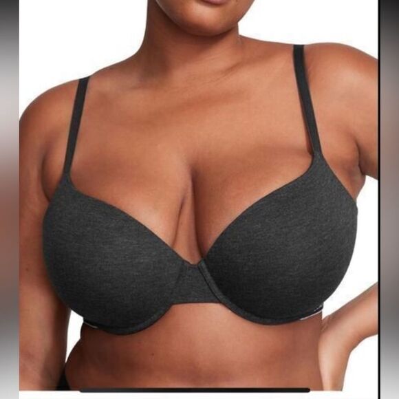 Victoria's Secret Other - Victoria’s Secret T-shirt bra , Logo straps Heather gray 36DDD